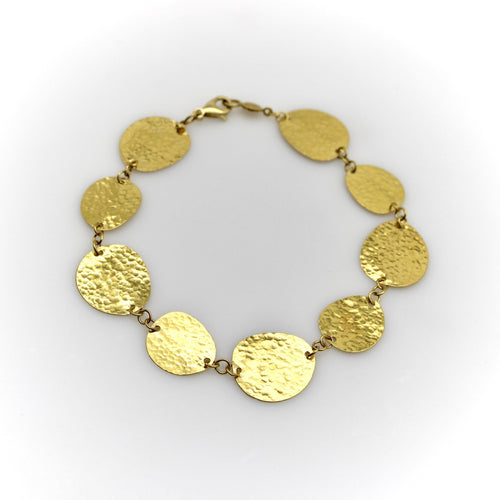 24K Gold Gurhan Lush Collection Hand-Hammered Disc Bracelet 58 Facettes A2006P