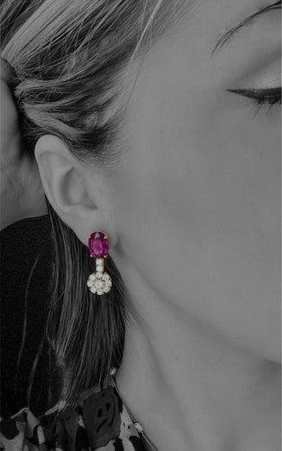 Boucles d'oreilles Boucles d'oreilles pendantes en améthyste et diamants 58 Facettes