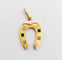 Pendentif fer à cheval antique en or 18k pierres bleues et perles