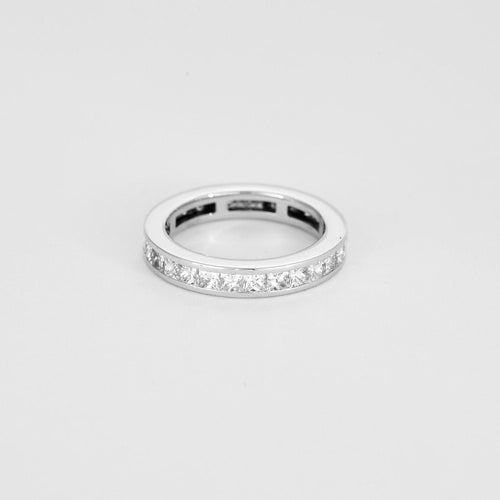 Bague 52 Alliance diamants princesses tour complet 3 carats 58 Facettes