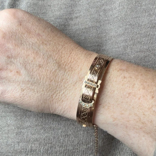 Bracelet Bracelet Manchette Ceinture Or rose et Perles 58 Facettes REF2327-58