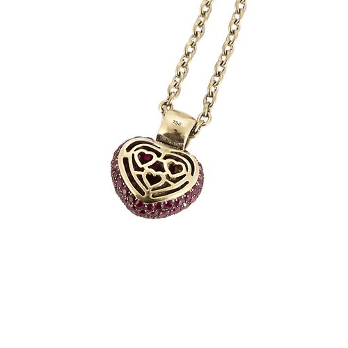 Collier Collier or blanc, diamants, coeur de rubis 58 Facettes BO/250017//
