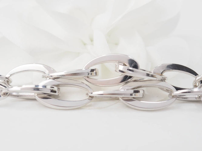 Collier Collier maille ovale en or blanc 58 Facettes 23426