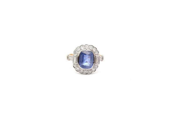 Bague 54 Bague de fiançailles saphir 3,15cts et diamants 58 Facettes 26064-26445