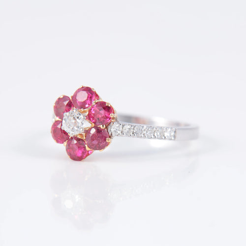 Bague 51 Bague Marguerite Rubis Diamants 58 Facettes AB124