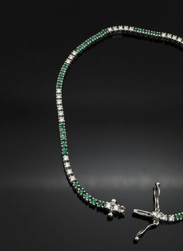 Bracelet Diamants de tennis et tsavorites 58 Facettes