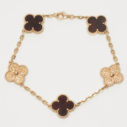 Bracelet VAN CLEEF & ARPELS - Bracelet Vintage Alhambra 5 motifs Bois d'amourette Letterwood LIMITED EDITION 58 Facettes vca-alh-brclt-ltrwd-rg