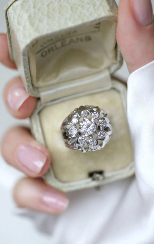 Bague 55 Bague Cocktail Diamants Or Blanc et Platine 58 Facettes