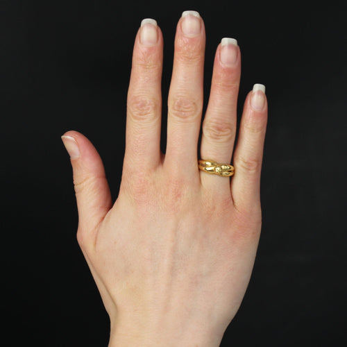 Bague 53 Bague or jaune entrelacé dome ciselé 58 Facettes 21-676B