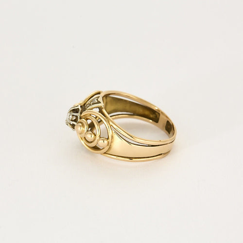 Bague 60 Bague or jaune et gris, diamants 58 Facettes FOU1150