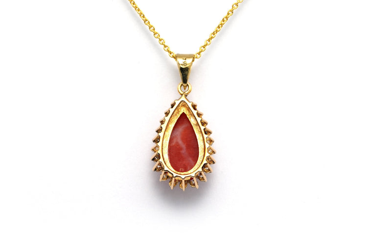 Pendentif Pendentif Années 70 or jaune, corail et diamants (+-0.44ct) 58 Facettes 22831