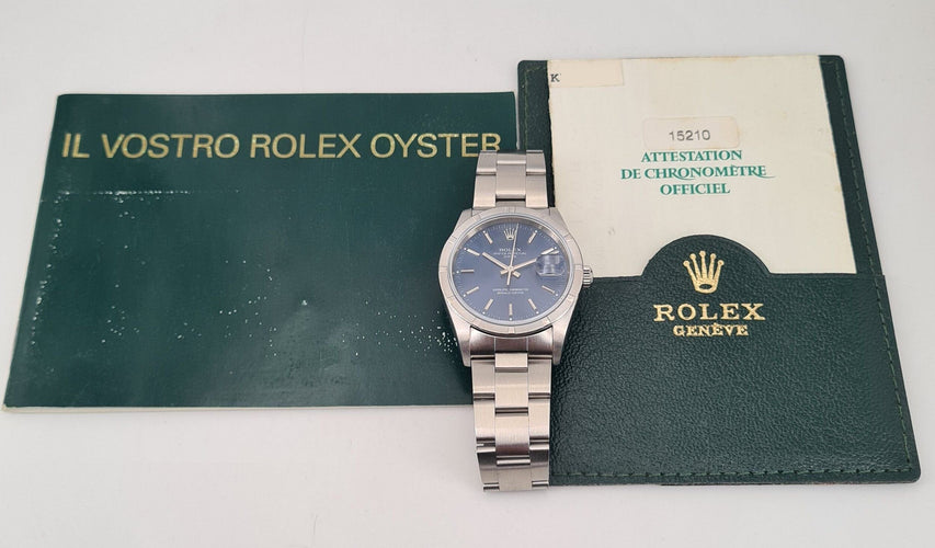 Montre ROLEX Date Cadran Bleu 58 Facettes 15210