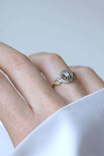 Bague 57 Bague Belle Epoque Infini Diamants sur Or jaune et Platine 58 Facettes