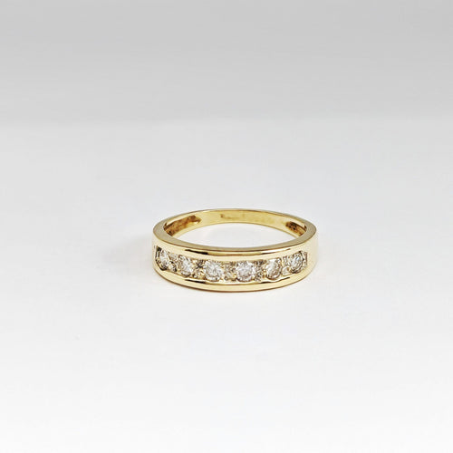 Bague 55 Bague demi-alliance en or jaune et diamants 58 Facettes 32650