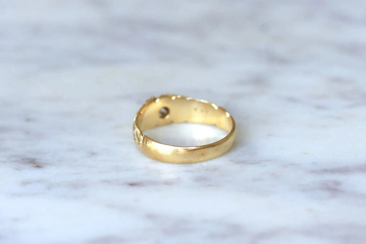 Bague 59 Bague ancienne jonc fleur diamant 58 Facettes