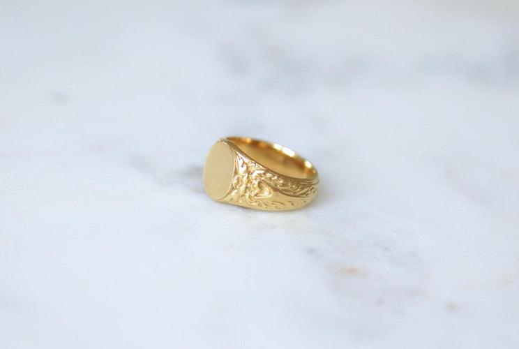 Bague 53 Chevalière Ancienne Tête de Faune en Or Jaune 58 Facettes