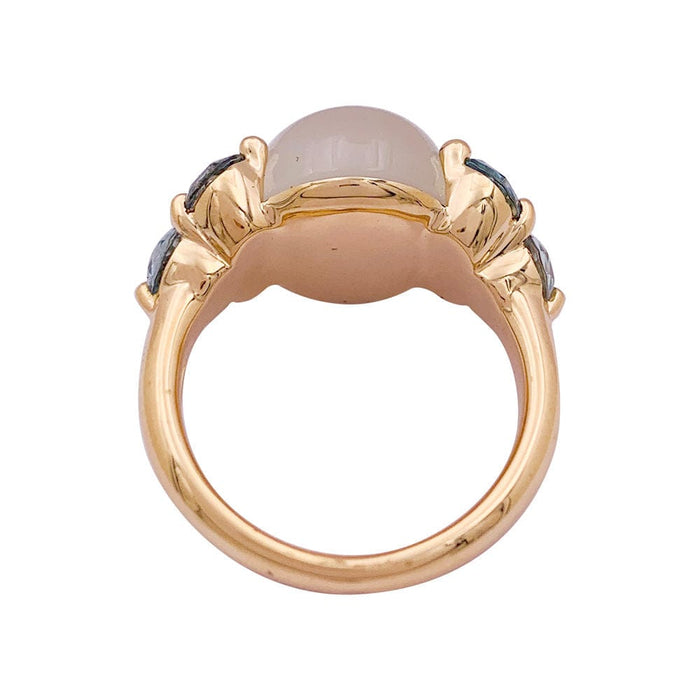 Bague 53 Bague Pomellato, "Luna", or rose, pierre de lune, aigues-marines. 58 Facettes 33972