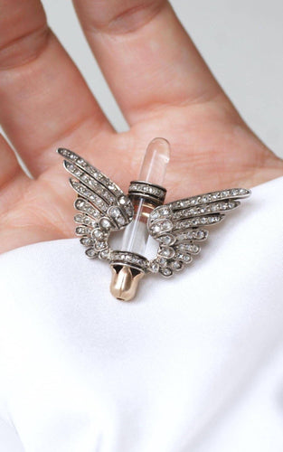 Broche Broche ancienne Ailes, diamants et cristal de roche 58 Facettes