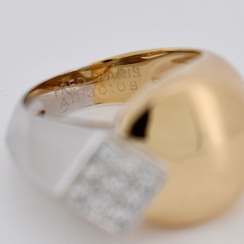 Bague 52 FRED - Bague style Chevalière, Or 18 Carats Bicolore et Diamants 58 Facettes 536