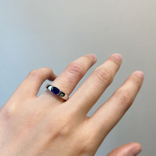 Bague 52 Bague - Or blanc & Saphirs 58 Facettes 230026SP