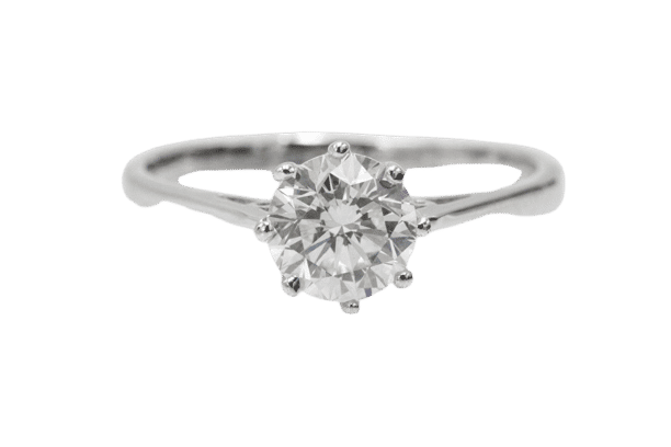 Bague 60 Bague solitaire majestueuse et contemporaine en or blanc avec un diamant de 1,28 ct H/SI2 58 Facettes 11265