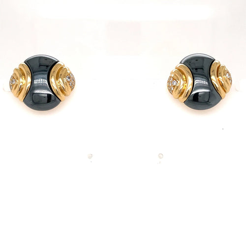 Boucles d'oreilles Boucles d'oreilles Bulgari en or jaune 18 carats avec diamants et hématite 58 Facettes