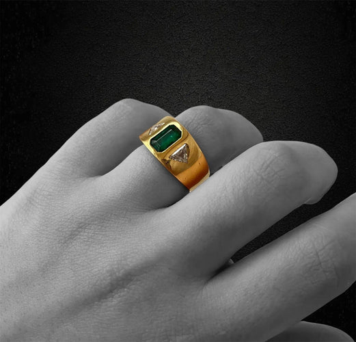 Bague Fascione Bombato con Smeraldo e Diamanti 58 Facettes