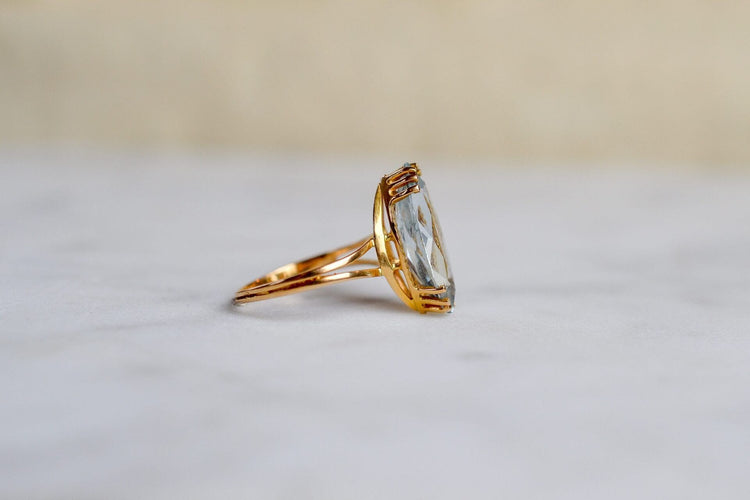 Bague 53 Bague Vintage Navette Aigue-Marine 58 Facettes 3732