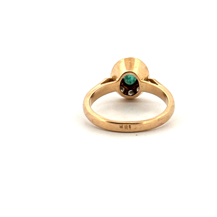 Pompadour Ring 18k Yellow Gold Emeralds & Diamonds