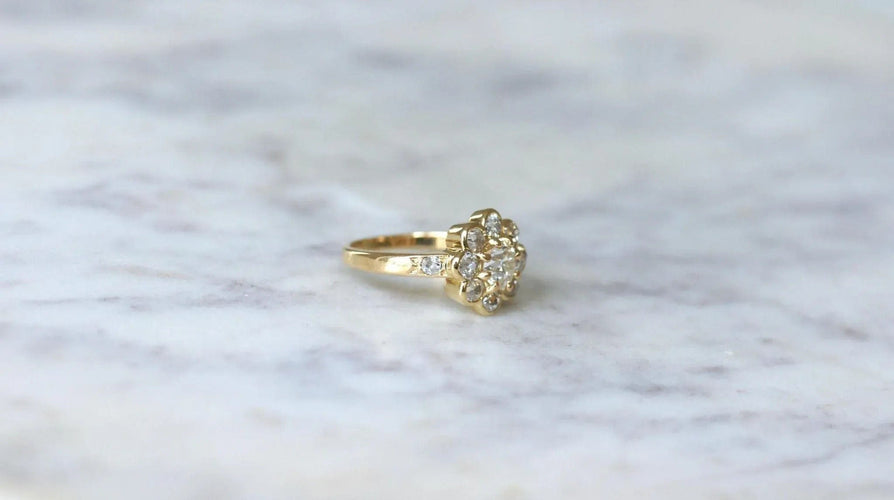 Bague Bague Marguerite Diamants 1.80 Cts Or jaune 58 Facettes