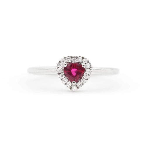 Bague 52 Bague avec rubis coeur ct 0,22 et diamants environnants 58 Facettes