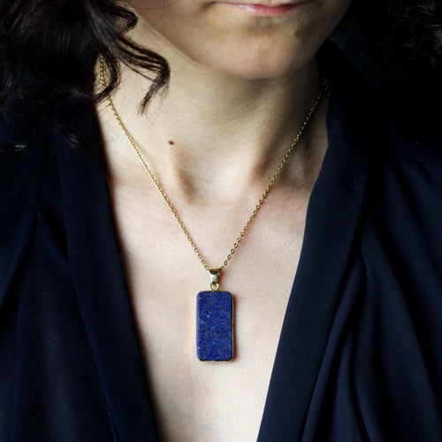 Pendentif Pendentif plaque lapis lazuli or jaune 58 Facettes 25-060