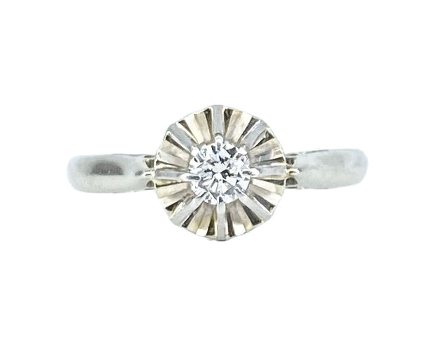 Bague 54 Bague solitaire or blanc et platine, diamant 0,10 carat 58 Facettes AB622