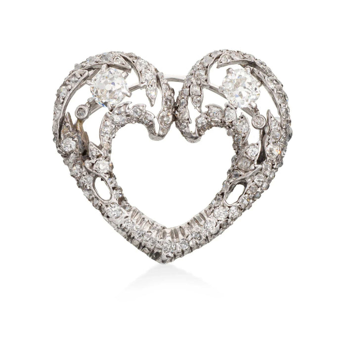 Broche Broche antique édouardienne de pendentif de coeur de diamant de platine 58 Facettes G13421