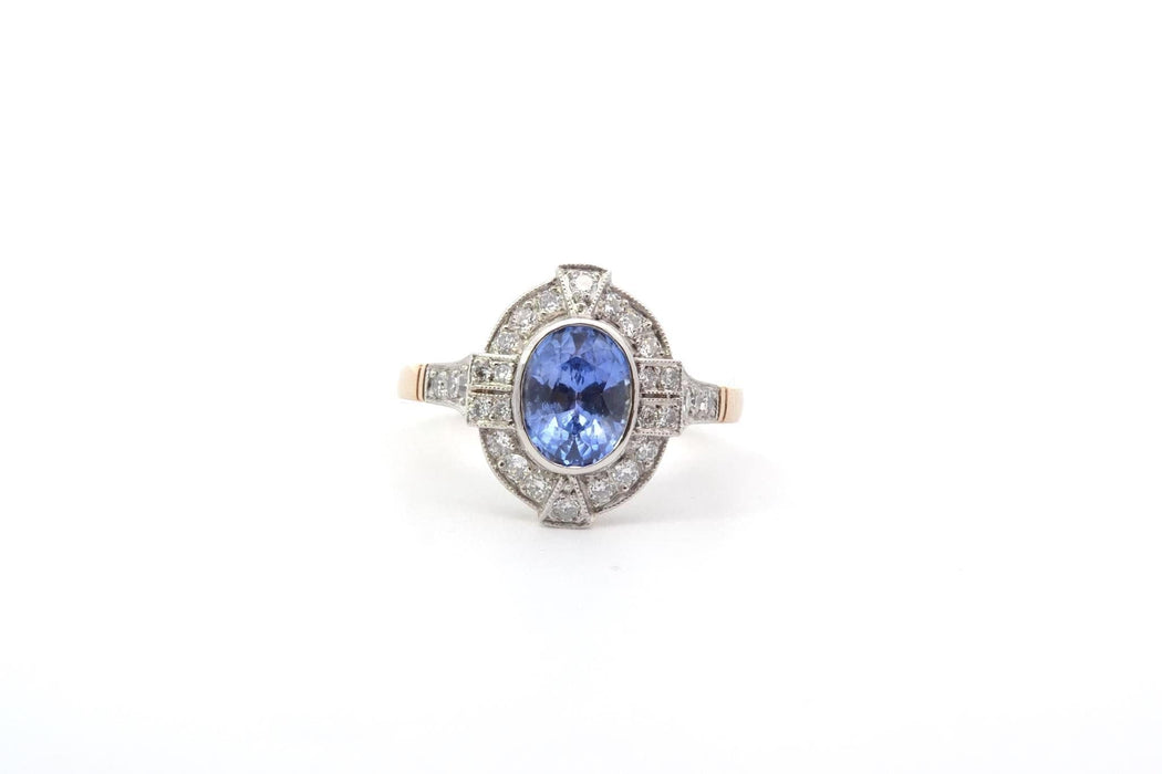 Bague 54 Bague saphir 1,63cts et diamants en or et platine 58 Facettes 26027-26079