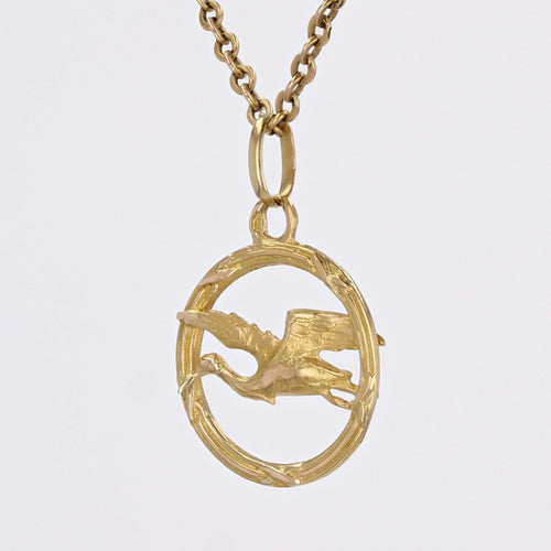 Pendentif Pendentif ancien cigogne or jaune 58 Facettes 24-145B