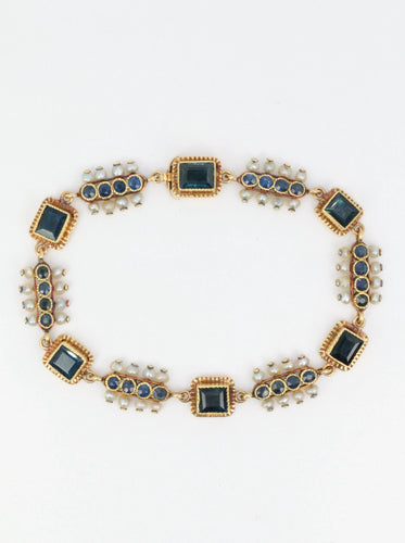 Bransoletka ze złota, szafiru i pereł