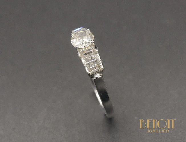 Bague 53 Jarretière Diamants Taille Ancienne et Baguettes 58 Facettes A8916