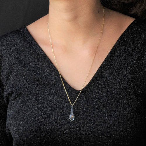 Collier Chaîne en or et son pendentif en verre et paillettes dorées 58 Facettes 21-268