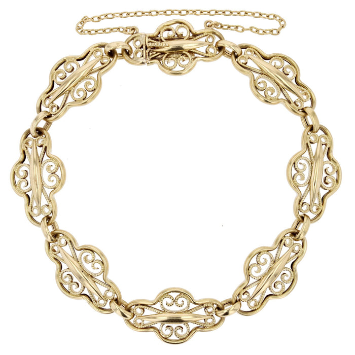 Antique filigree link bracelet