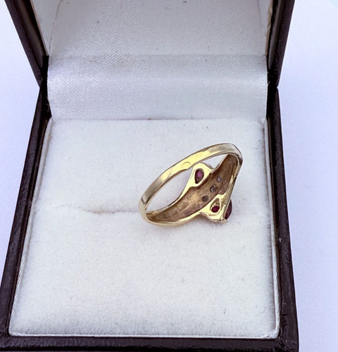 Bague 52.5 Bague Toi & Moi or jaune, rubis taille poire 58 Facettes