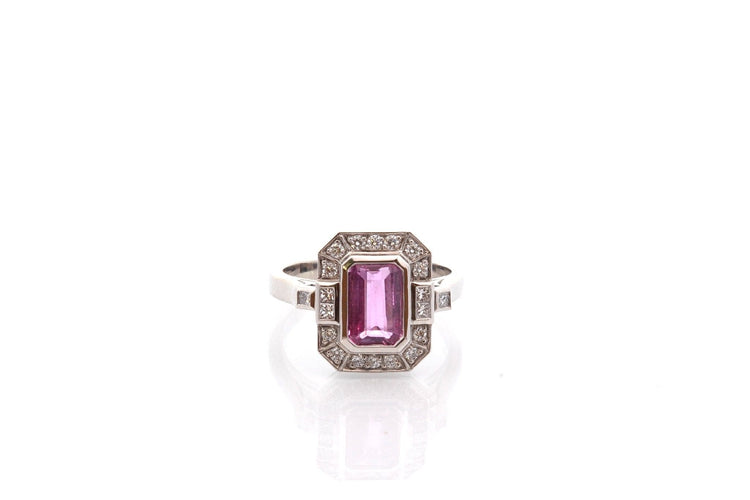 Bague 53 Bague vintage saphir rose de 1,57cts et diamants 58 Facettes 26641-27260