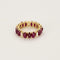 Bague 51.5 Alliance or jaune, cabochons de rubis et diamants 58 Facettes RNG3474
