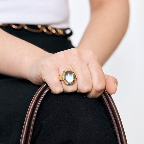 Bague 55 Bague cocktail or jaune et aigue marine 58 Facettes CHAL0444