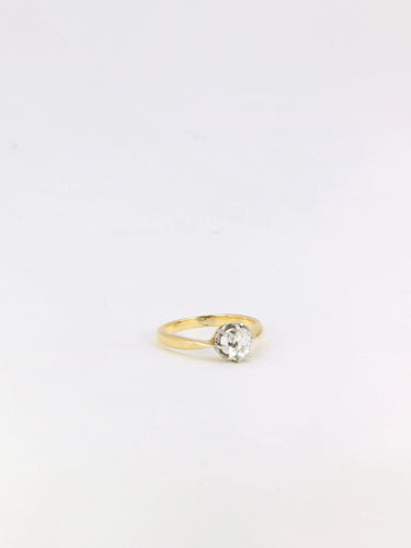 Bague 50 Solitaire or platine diamant taille ancienne 0.7ct 58 Facettes J218BIS