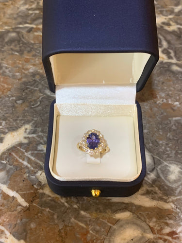 未加热锡兰蓝宝石3.55克拉庞帕杜戒指，配以黄金和钻石 58 Facettes BSA107