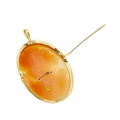 Pendentif Broche pendentif camée en or jaune 58 Facettes 37486