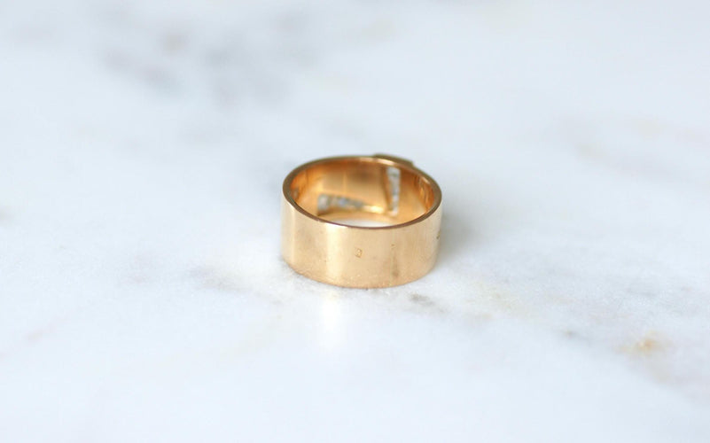 Bague 53 Bague Bandeau Lettre Initiale L Diamants sur Or rose 58 Facettes