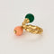 Bague 46 Bague toi et moi or jaune, chrysoprase et corail 58 Facettes RAM28449