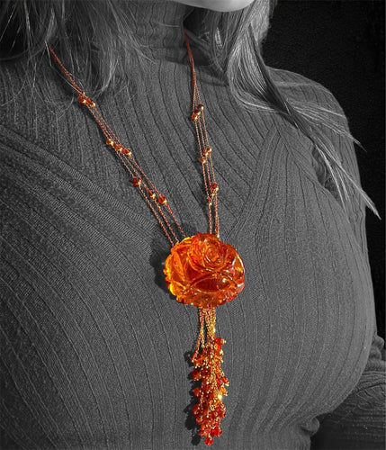 Collier Collier multi-rangs avec pendentif en ambre 58 Facettes